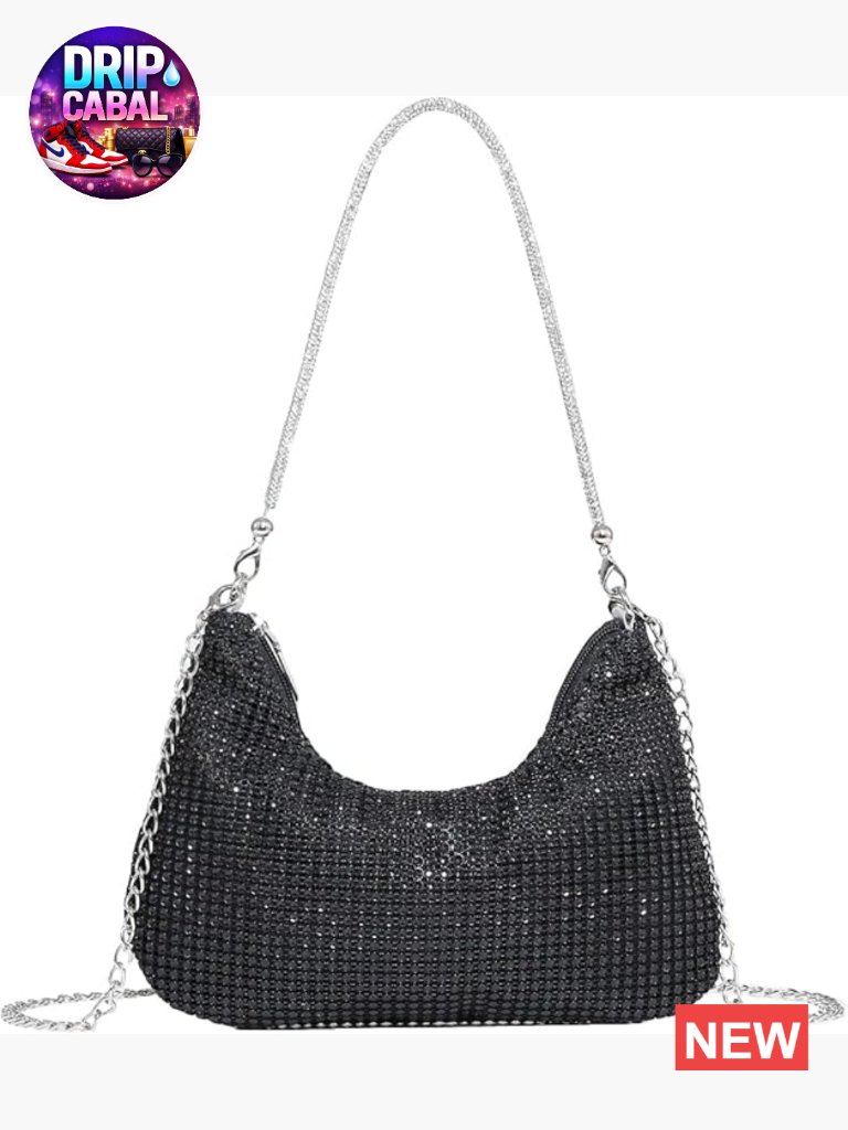 Rhinestone Clutch Purse With Chain Shoulder Strap, Sparkle Evening Bag, Party